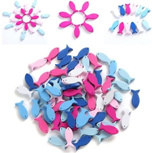 50pcs Wooden Beads Pendant Fish Shape Wood Pendant For DIY Art & Craft Project Jewelry Making Bags Kids Toys