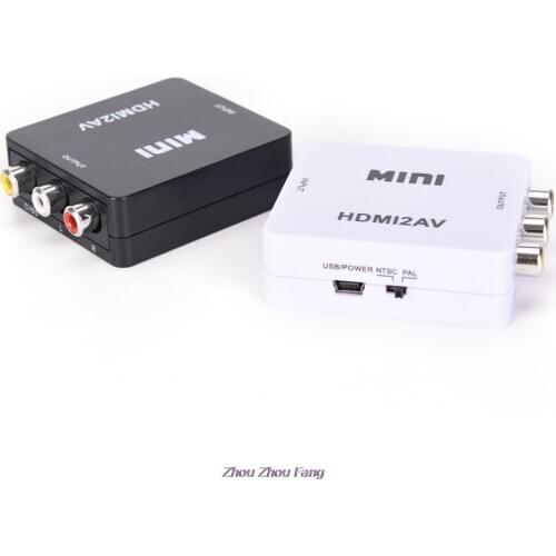 HDMI-compatible TO AV Scaler Adapter HD Video Converter Box To RCA AV/CVSB L/R Video 1080P Mini HDMI2AV Support NTSC PAL
