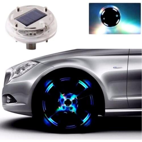 Solar Energy Auto Flash LED Car Wheel Hub Tire Tyre Valve Cap Light Lamp