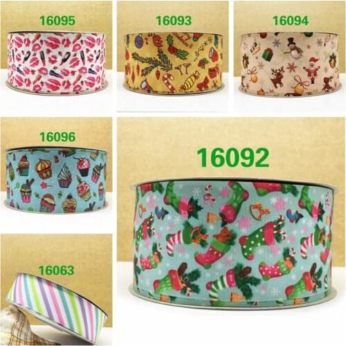 Free shipping 50 yard per size christmas ribbon printed grosgrain ribbon 16092