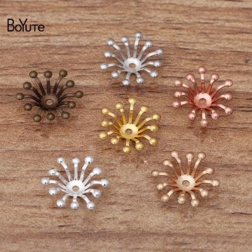 BoYuTe (100 Pieces/Lot) 10MM 13MM Metal Brass Flower Stamen Bead Caps Diy Hand Made Jewelry Accessories