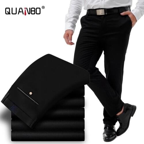 Oversized 44 46 48 50 52 Mens Dress Pants Wrinkle Free Business Elasticity Casual Pants Straight Slim Fashion Male Trousers