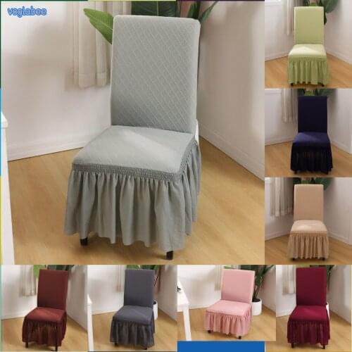 European Style Chair Covers Jacquard Elastic Folds Ruffle Skirt Chair Protector Washable Removable SlipCovers For Banquet Hotel