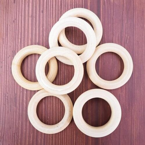 Chenkai 50pcs 4cm 1.6'' Wood Teether Ring DIY infant baby pacifier chewing chain jewelry 40mm Wooden Grasping Toy Accessories