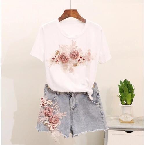 Handmade color flowers DIY hand-sewn jeans skirt cloth fashion wild decoration clothing accessories personality casual women