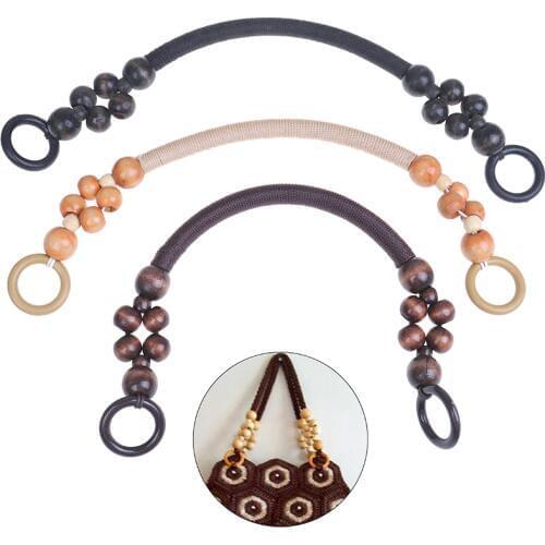 Wood Plastic Bead Rope Bag Strap Handle Shoulder Belt for Handbag DIY Replacement 46cm