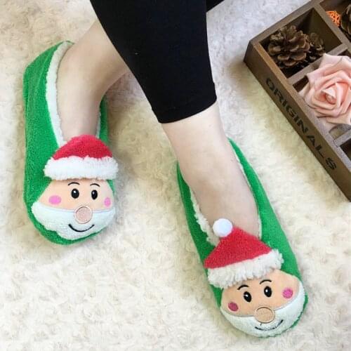 House Slipper Fluffy Womens Kawaii Plush Christmas Winter Shoes Contton Anti Skid Grip Indoor Home Funny Cute Female Shoes 2021