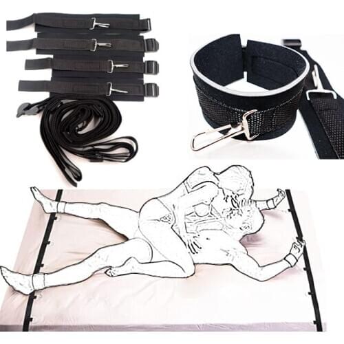 Erotic Bed Restraint Fetish Bdsm Bondage Handcuffs Games Sex Products Ankle Hand Adult No Vibrator Sex Toys For Woman Couple