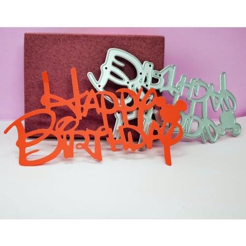 Happy Birthday Word Dies Scrapbooking Templates Stencil Crafts Embossing Die Cuts For Card Making Mold New Cutting Dies For 2021