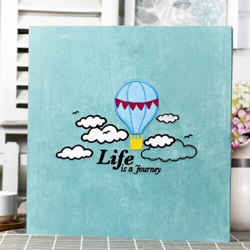 PA33 Embroidery Suede cover black sheets self-adhesive film paste type photo album baby growth DIY manual Gallery Polaroid album