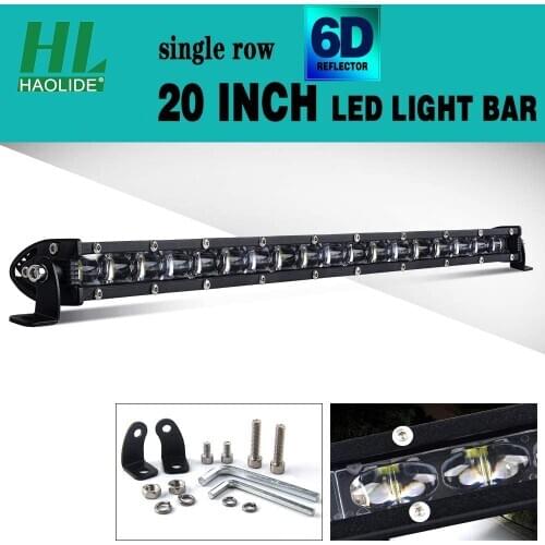 HAOLIDE 20'' Led Light Bar Super Thin Work Light 52.8cm Offorad LED Lightbar 12v 24v Single Row led 6D Truck Lamp