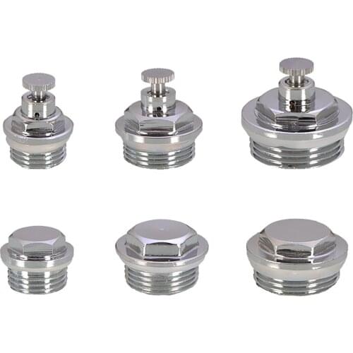 Chrome Plated Brass 1/2" 3/4" 1" Male Thread Radiator Bleed Vent Plug Manual Air Vent Valve End Plug Cap Pipe Fitting Adapter