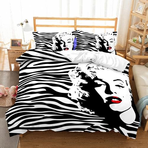 Bedclothes 2019 New Marilyn Monroe Bedding Sets Black White King Size Duvet Cover Sets Soft Bedroom Comforter Set Ropa De Cama