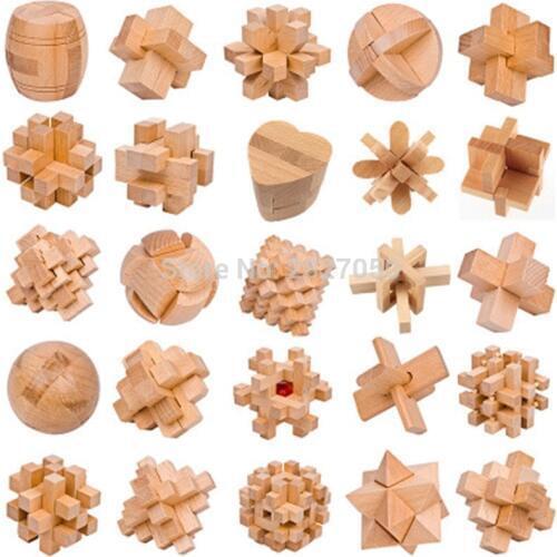 Design IQ Brain Teaser Wooden toys 3D Building Blocks toy Kong Ming Lock Interlocking toys for children