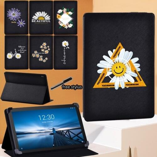 Daisy Series Flip Leather Stand Cover for Lenovo Tab M10 10.1"/Tab E10 10.1"/Tab M10 FHD Plus 10.3" Tablet Case + Free Stylus