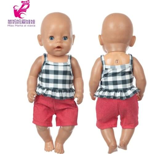 18" Girl Doll Plaid Red Shorts Pants For 40 Cm Baby Doll Clothes Children Gift
