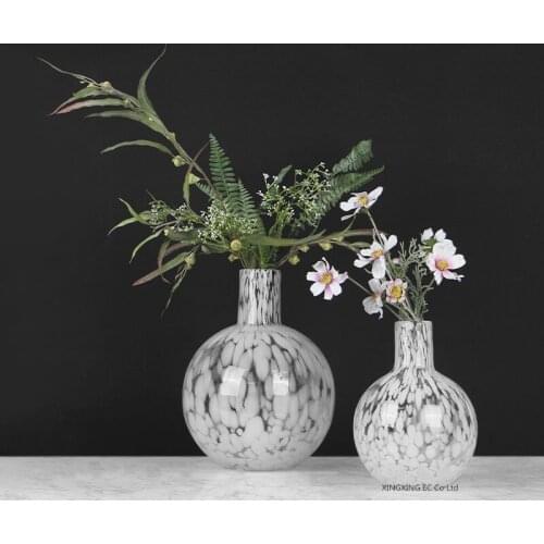 Creative White Speckled Glass Container Vase Homestay Table Flower Table Top Decoration Home Soft Decoration Craft Flower Vase