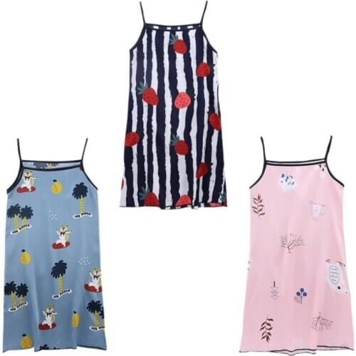 Summer Children\s Pajamas Dress Air-conditioned Suspender Sleepwesr Baby Girl\s Home Wear Nightdress 2021