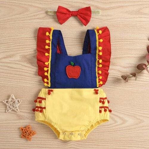 0-18M Newborn Baby Girl Ruffles Sleeve Tassel Ball Patchwork Princess Romper Jumpsuit Headband 2PCS Outfits Summer Clothes