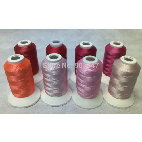 Pretty in Pink Series Simthread 100% Polyester Embroidery Thread Filament For Brother,Janome 500m Mini Spools* 8,Free Shipping