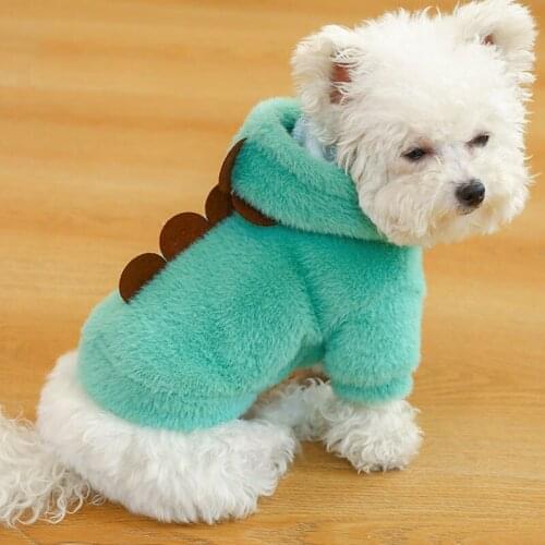 Plush Cat Coat Dog Clothes Hooded Dog Jacket Little Flying Dragon Design Pet Clothing Warm Coat Sweatshirt Winter Dog Apparel
