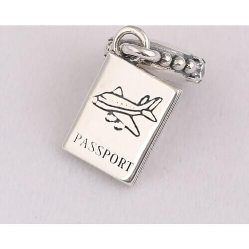 Authentic S925 DIY Jewelry Bead Adventure Awaits Dangle Passport Airplane Charm fit Lady Bracelet Bangle Clear CZ