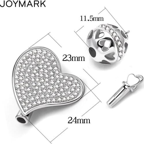 Real 925 Silver Zircon Pave Heart Multi-function Clasp Sterling Silver Pendant Connector For DIY Pearl Necklace SC-CZ150