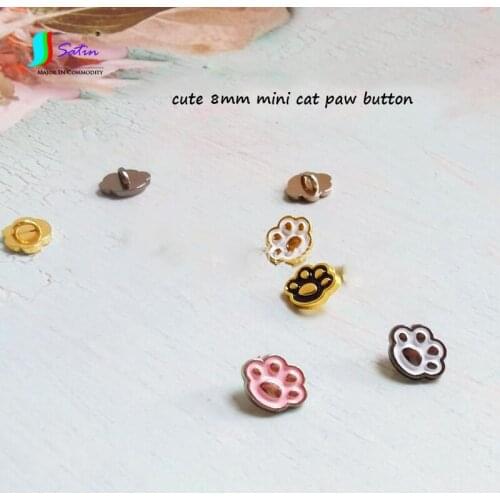 8mm Mini White Black Gold Silver Pink Cat Paw Button Bjd Doll Clothes Bag Shoe Material Small Baby Diy 0.8cm Cartoon Claw Button