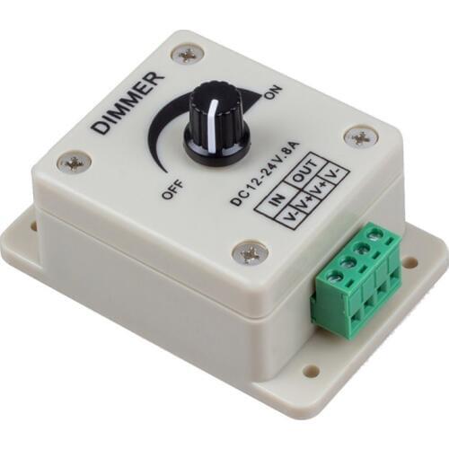 LED Dimmer DC12-24V 8A Regulator Adjustable Brightness Switch Controller for Single Color Strip Light