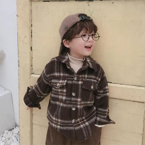 Autumn Winter Thick Warm Plush Boys Girls Shirts 2 3 4 5 6 7 8T High Quality Wool Warm Childrens Shirts