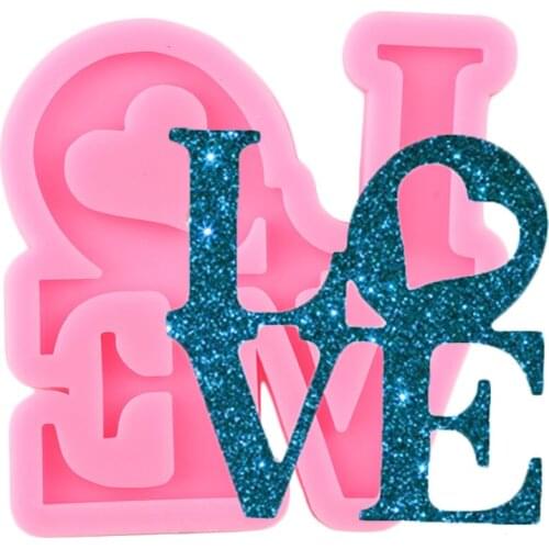 Shiny Love Letter Form Silicone Molds DIY Necklace Pendant Epoxy Resin Mold Keychain Silicone Mold Craft Key Ring Decoration