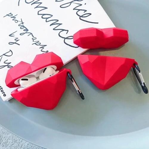 Love Heart Cartoon Silicone Cover Soft Cover Case For Airpods Bluetooth Earphone Red Heart-shaped Bag For Apple Airpods Pro