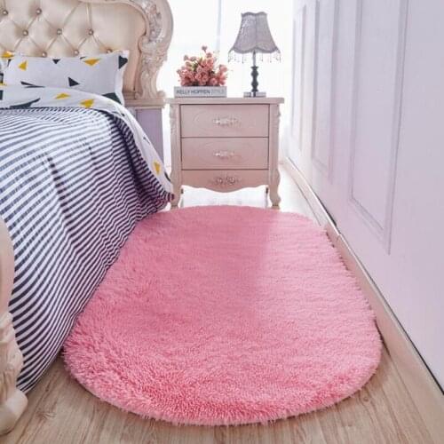 Nordic oval bedside rug princess room bedroom full shop cute bed front floor mat plush decorative floor mat