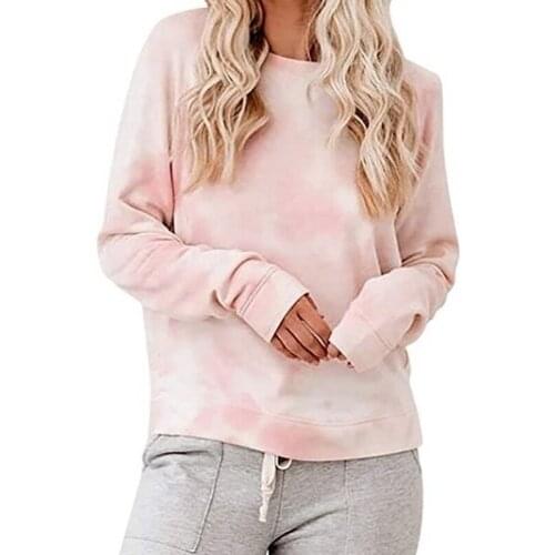 2021 Spring harajuku Womens Round Neck Long Sleeve Vintage Turtleneck Tie-Dye Sweatshirt Top streetwear fashion tops