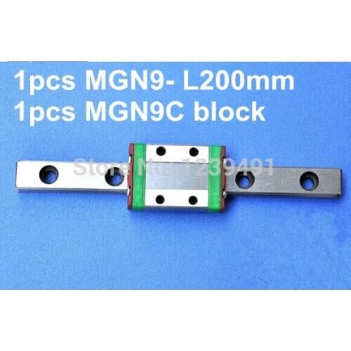 1pcs 9mm linear rail guide MGN9 200mm with 1pcs mini MGN9C linear block