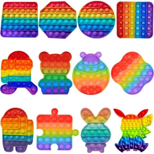 1Pcs Popet Fidget Reliver Stress Toys Rainbow Push It Bubble Antistress Toys Adult Children Relieve Autism poppit fidhet Toys
