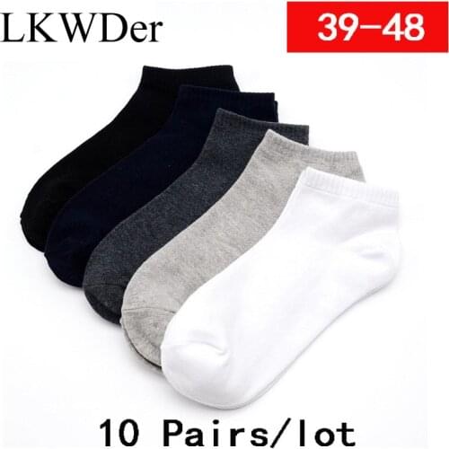 LKWDer 20pcs=10pairs Mens Cotton Socks Large Big Plus Size EUR 45,46,47,48 Business Ankle Socks Classic Meias Calcetines Hombre