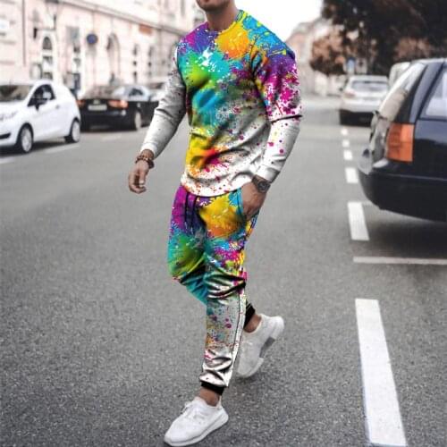 2021 Fashion 3D Hoodie Set Mens Sweatshirt Jogging Funny Harajuku Print Set Unisex Sportswear Pants