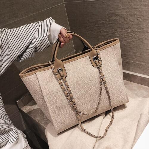 2021 Fashion Casual Women Canvas Handbags Large Capacity Chain Ladies Shoulder Bag High Quality Female Messenger Tote Bags Purse