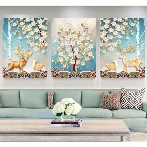 3pcs 5D Diamond Embroidery Sale tree deer Full Square Round Diy Diamond Painting Cross Stitch Mosaic Wedding DecorationZP-2991