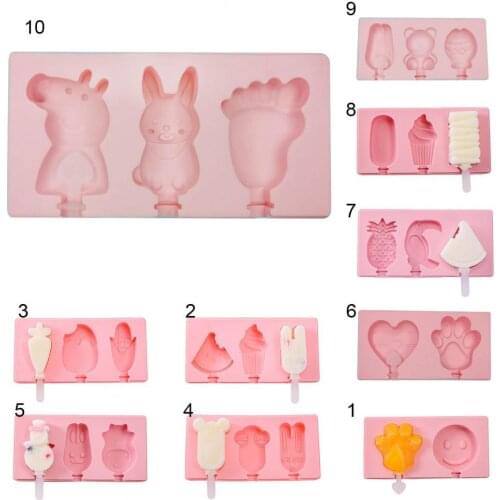 Non-stick Cartoon Silicone Mold for Ice Cream Maker Tubs DIY Ice Cream Mold Ice Pop Maker Tray Ice Cream Cube moule silicone