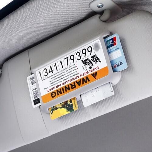 Car Sunshade Board Clip Card Holder Car Phone Number Temporary Parking Card Tag Supplies Card Folder Card Holder Car Accessories