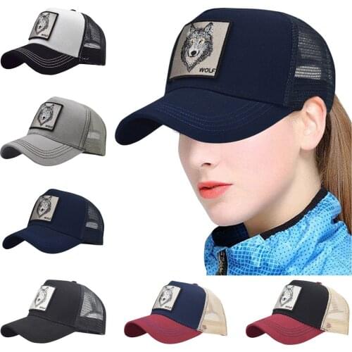 Wolf Printing Embroidery Animal Pure Baseball Cap Outdoor Sports Sun Adjustable Hat Hip Hop Mesh Hollow Breathable Hat