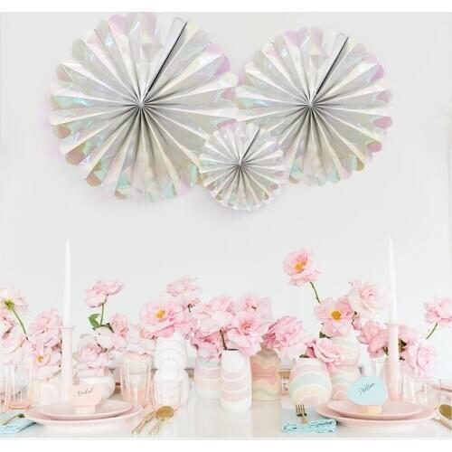 3pcs Paper Flower Fan Decoration Paper Fan Flower Ball Birthday Party Decor For Kids Background DIY Wedding Party Supplies DGU01
