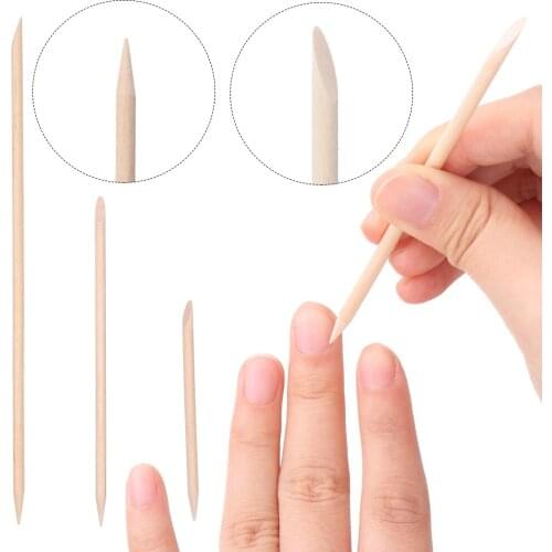 Wooden Cuticle Pusher 50/100PC Remover Nail Art Design Orange Wood Stick Rhinestones Dotting Removal Manicure Pedicure Care Tool