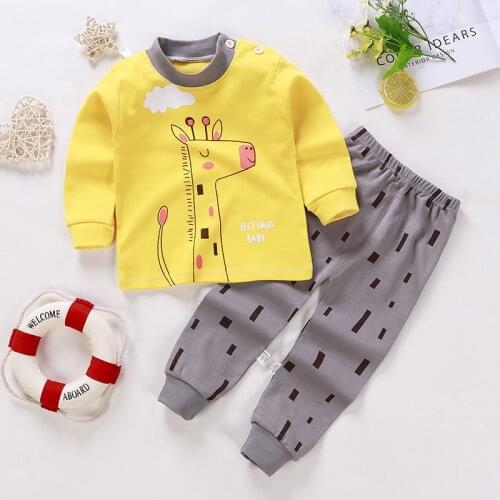 Children Sleepwear Baby Nightwear Pyjamas Kids Homewear Pajamas Full Sleeve Cotton Boys Girls Cute Pyjamas Sets Newborn Clothing