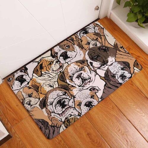 Flanell Waterproof Welcome Floor Mat Nice Cartoon Bulldog Carpet Bedroom Carpets Decorative Steps Matter Living Culture Crafts