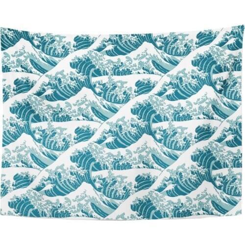 Tapestry Blue Antique of The Great Wave Off Kanagawa Asia Big Tapestries Wall Hanging for Living Room Bedroom Dorm