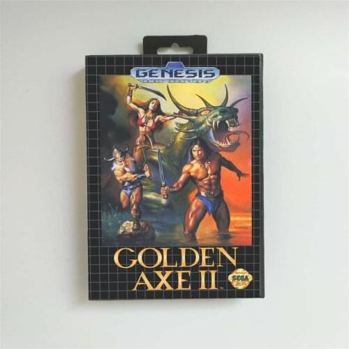 Golden Axe II 2 - USA Cover With Retail Box 16 Bit MD Game Card for Sega Megadrive Genesis Video Game Console