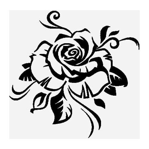 Personality Car Sticker Personality Rose Creative Decoration PVC Decal Car Decoration Sticker Cover Scratch Anti-UV Black/white